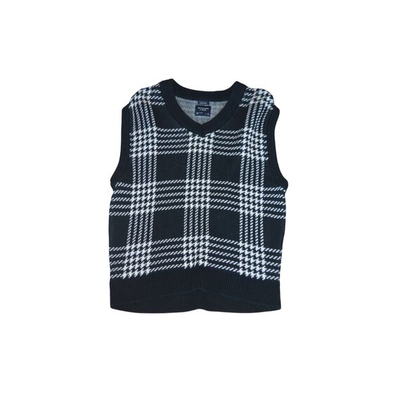 Abercrombie & Fitch Men's Oversized Sweater Vest Black White Plaid Size S Preppy - Picture 7 of 7